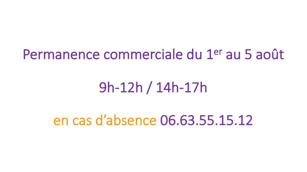 Horaires du 1er au 5 août